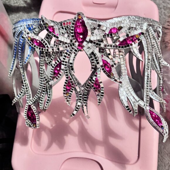 Cabaret Costume Silver Magenta 5-Piece - Picture 10 of 12